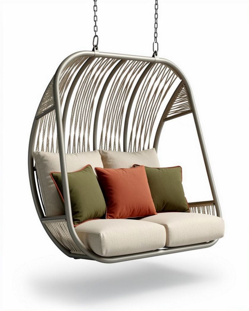 Cocon suspendu pour extérieur en rotin synthétique - 120 x 80 x 100cm