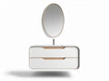 Meuble de salle de bain avec miroir intégré en MDF et bois - 60 x 45 x 50cm