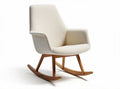 Fauteuil à bascule en cuir et fourrure pour salon - 75 x 70 x 80cm