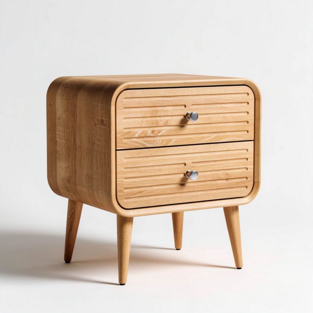 Table de chevet en bois avec deux tiroirs - 60 x 45 x 50cm