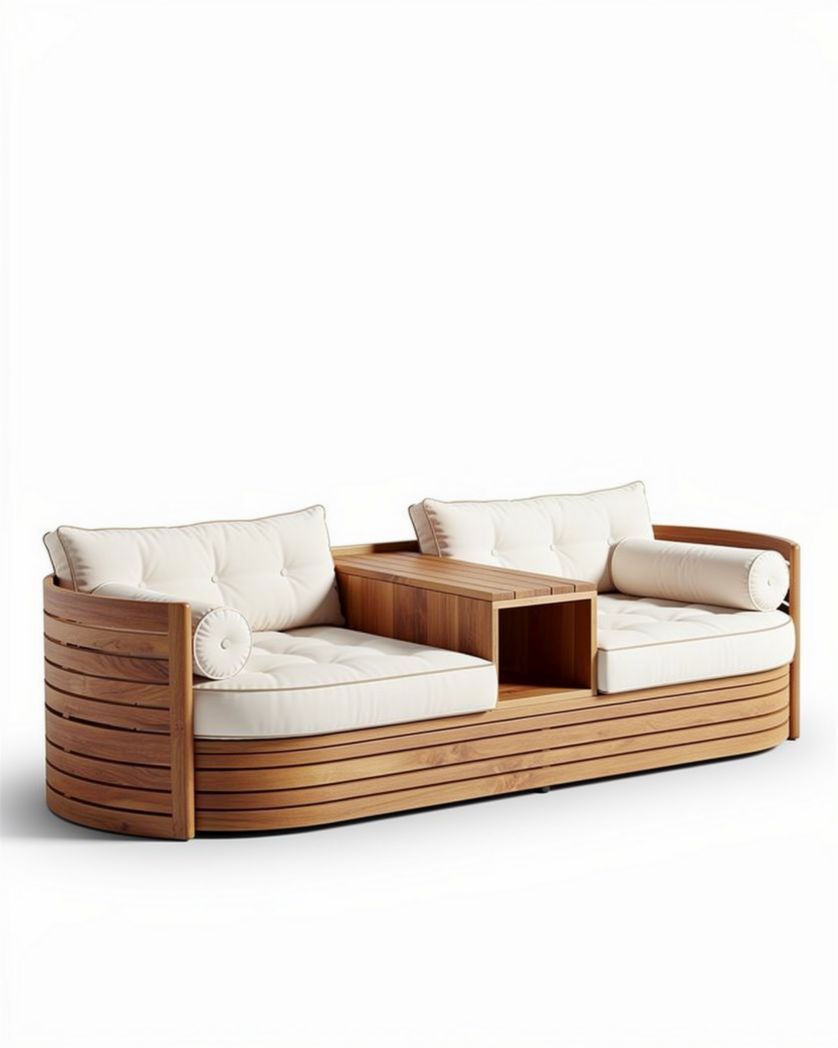Canapé moderne en bois avec coussins rembourrés - 180 x 80 x 70cm