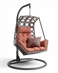 Chaise suspendue en métal et résine tressée pour espace extérieur - 120 x 90 x 150cm