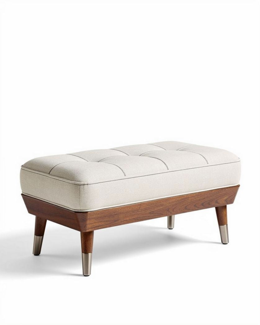 Banquette en tissu pour salon avec structure en bois - 90 x 40 x 40cm